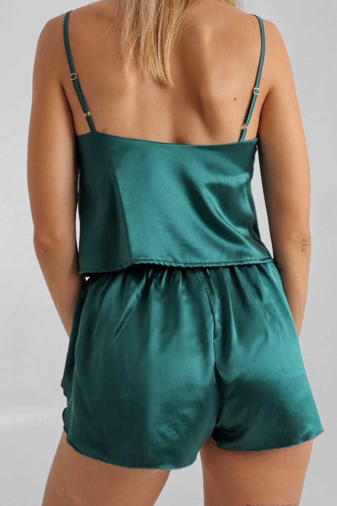 Emerald Green Silk Sleep Shorts - Lé Silk